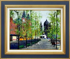 真作」作者不明 風景画 油彩画 額装 サイン有り F6号 真作」作者不明