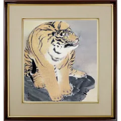 掛け軸 虎 呉春作 日本画 水墨画 古美術 骨董品 掛け軸 虎 呉春作 日本