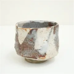 日展作家】志野焼 河合竹彦 造 鼠志野 大振り 茶碗 共箱 栞附属