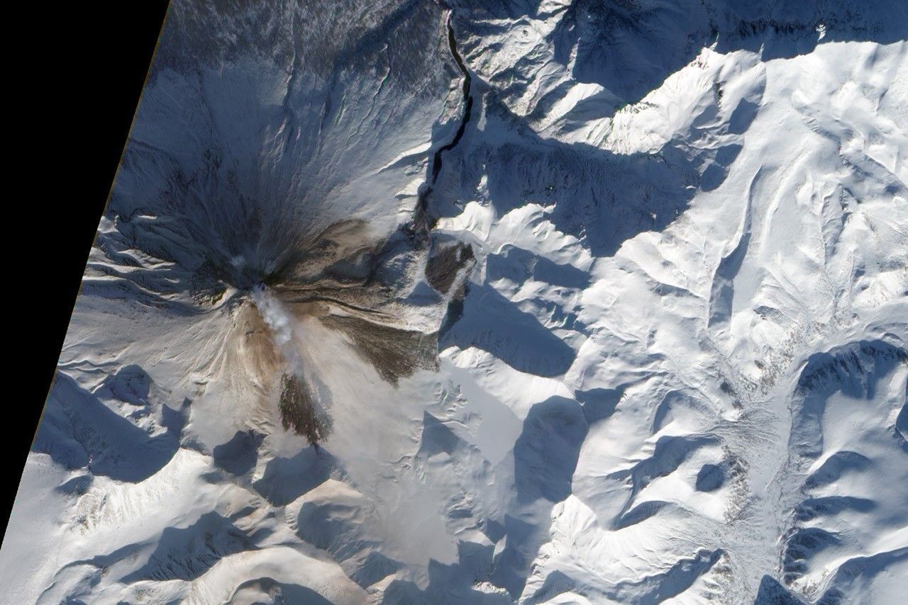Ash and Debris on Kizimen Volcano - NASA Science