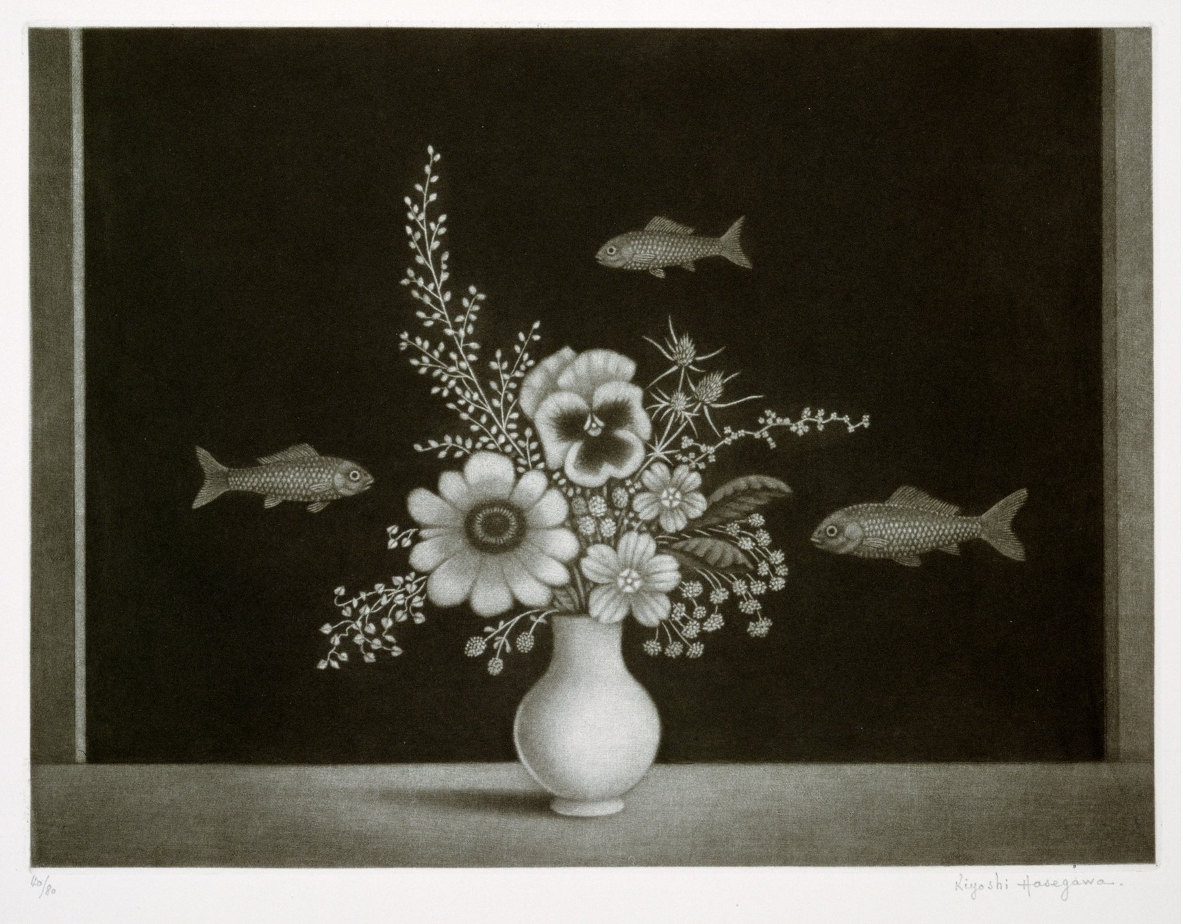 長谷川 潔 「コップに挿した野花 (春)」 Kiyoshi Hasegawa - 創業36年