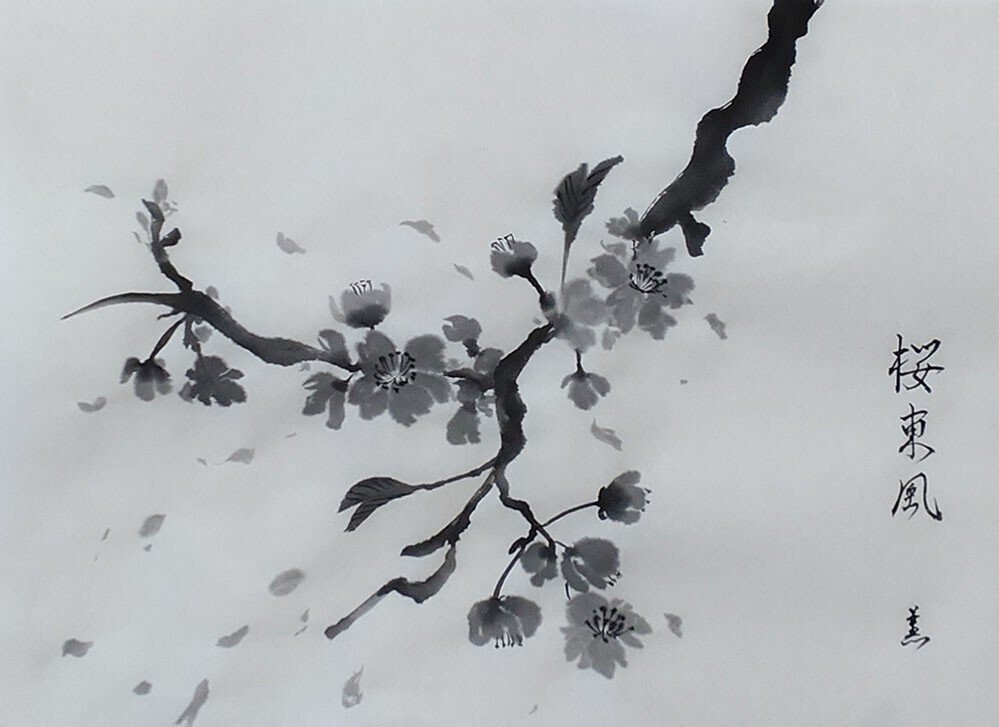 墨で桜、再び梅に鳥｜KaoRu IsjDha