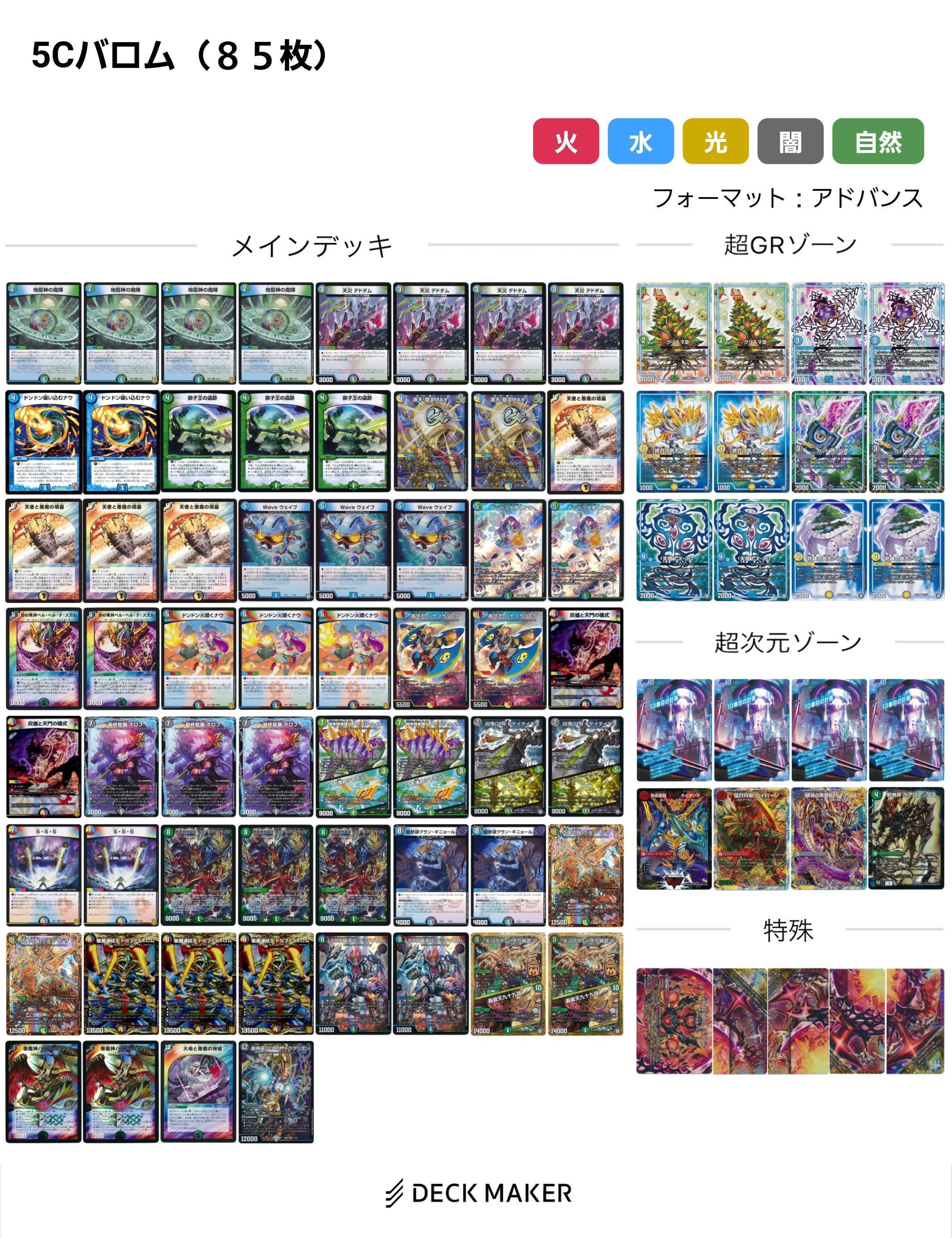 デュエルマスターズ 5cバロム、黒緑バロム 構築済みデッキ 改造パーツ