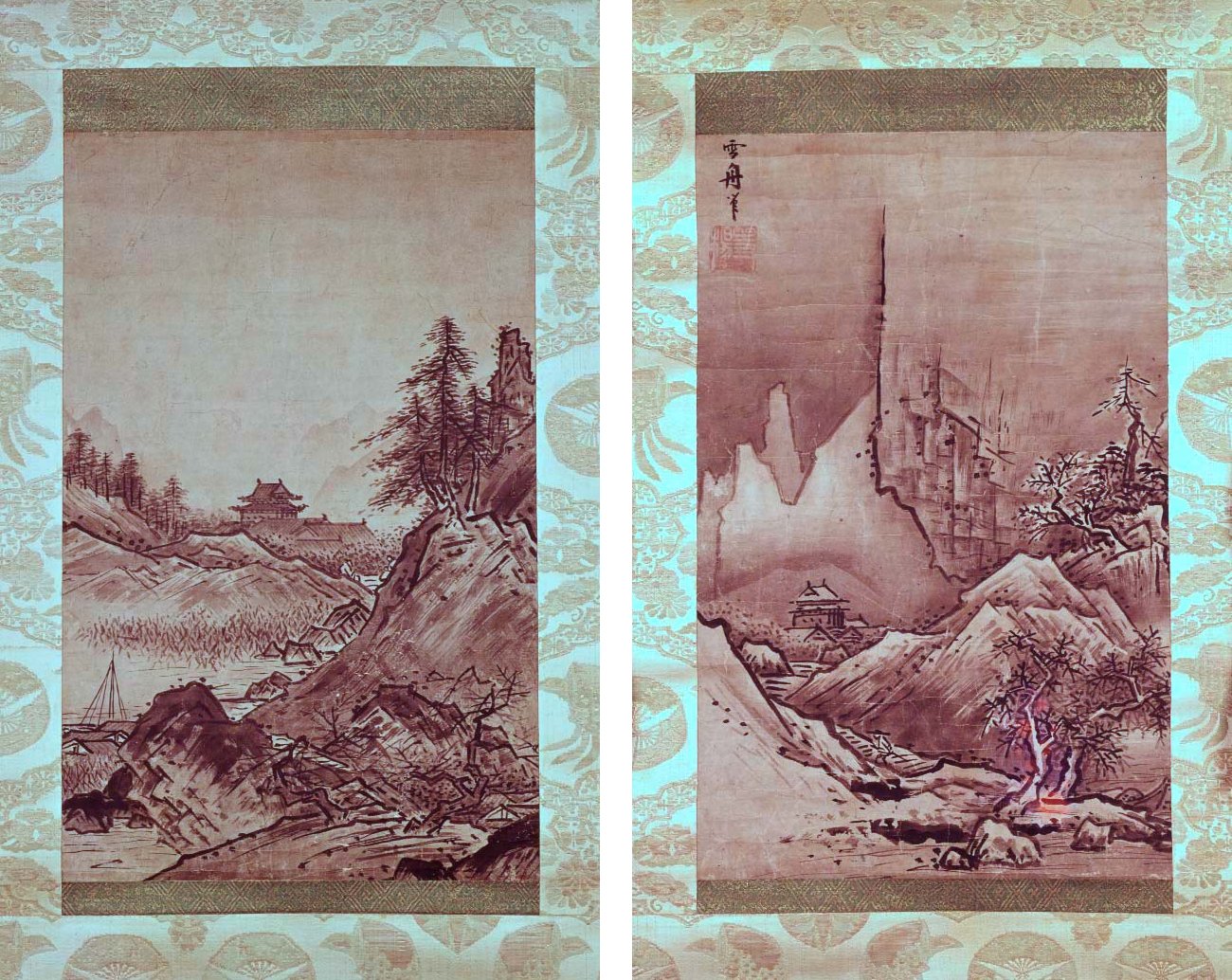 古美術/水墨画/破墨山水図/落款:雪舟等陽/ 古美術/水墨画/破墨山水図