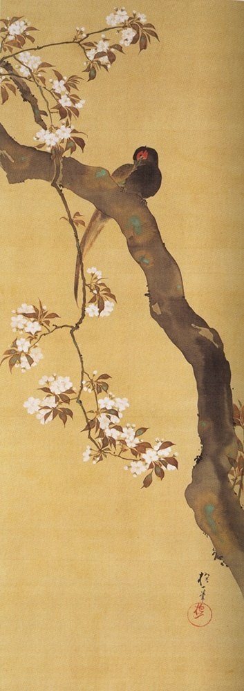 桜と鳥のデザインの屏風 桜と鳥のデザインの屏風 桜と