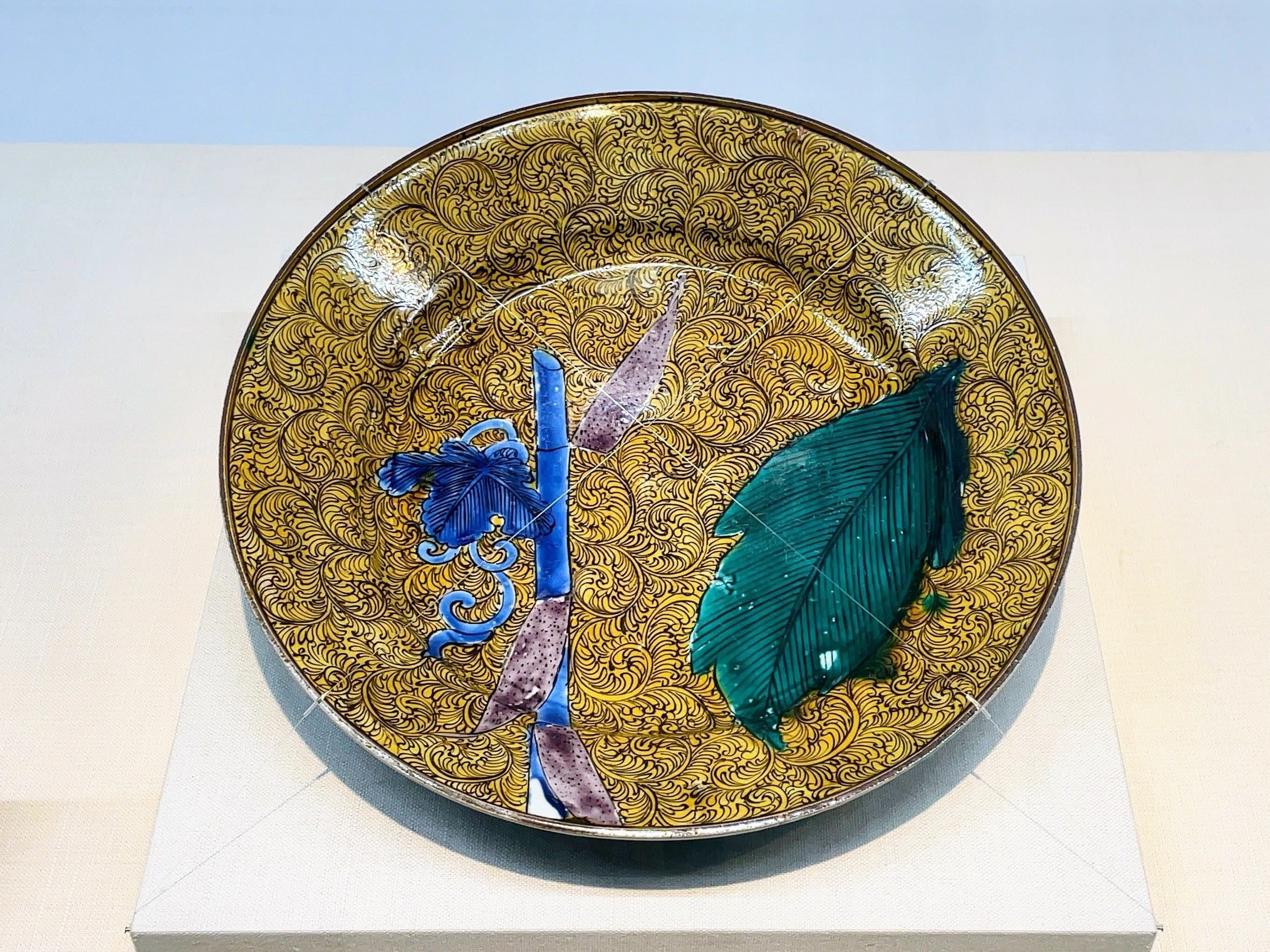 古九谷 古伊万里 菱形 色絵 鶴の図 九谷焼 美術館展示 1客 古九谷 古