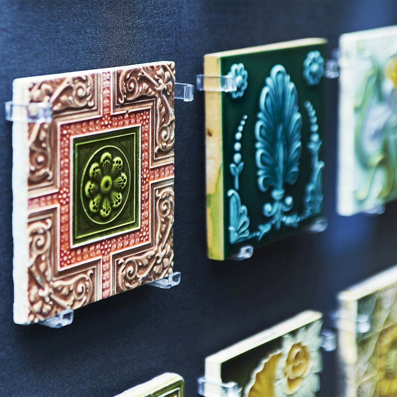 ハンドメイド日本製アンティークマジョリカタイル⑧A4枚セット