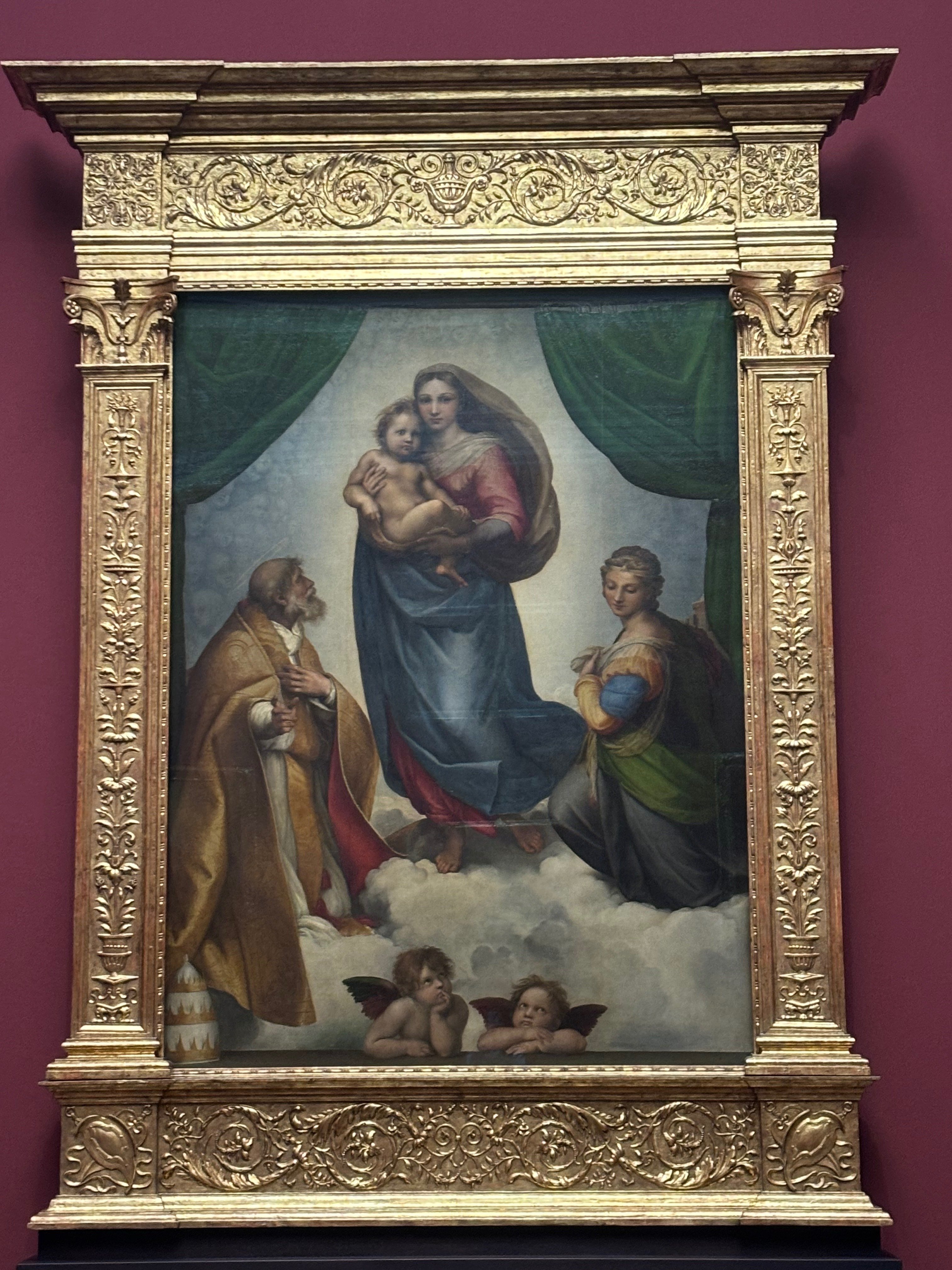 アンティークフランス銅版画 ラファエロの聖家族と予言者ヨハネと天使