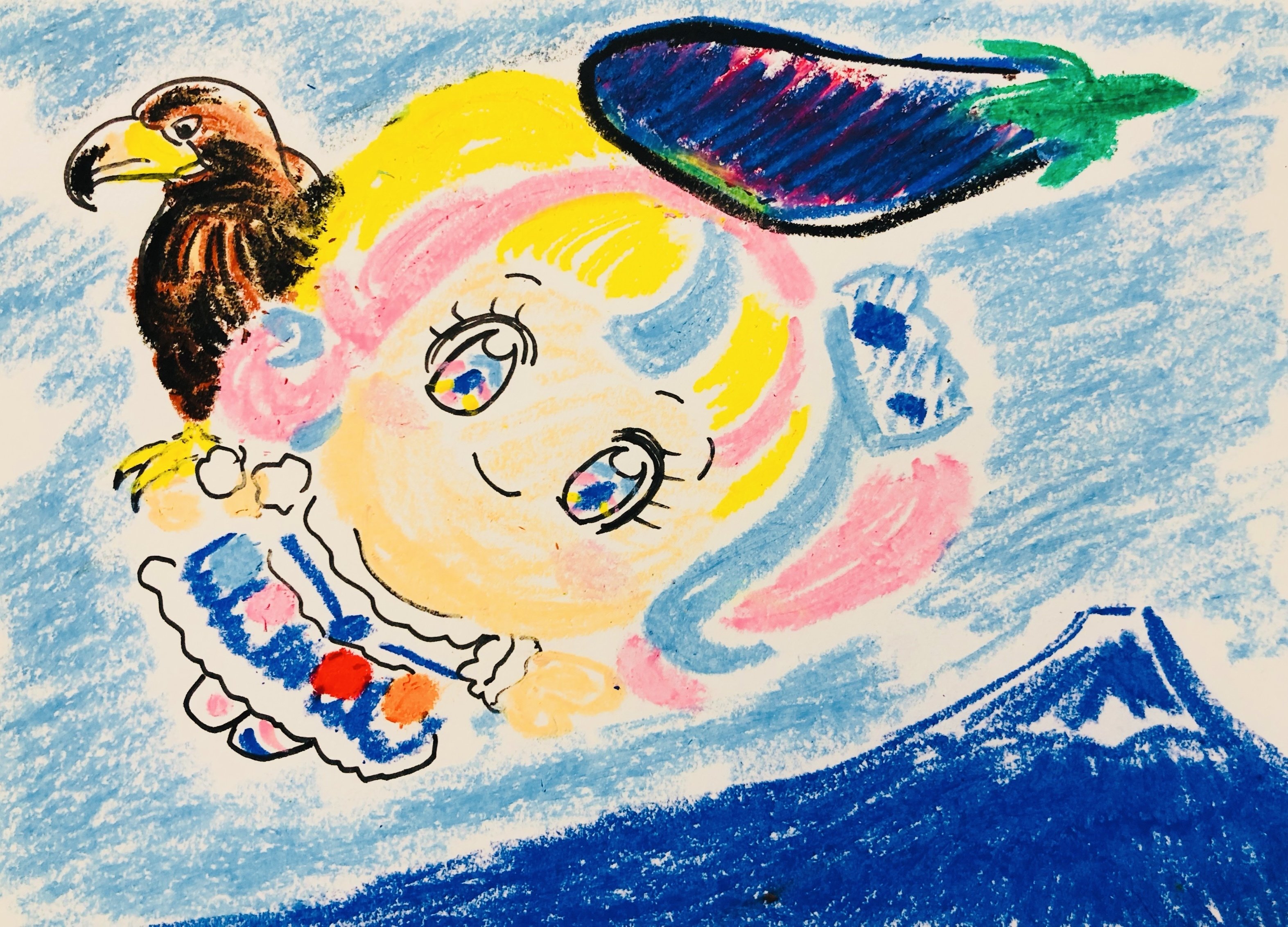 クレヨン画・だいあぱん(年賀2022)｜空想だいあぱ案内人kuramaippei