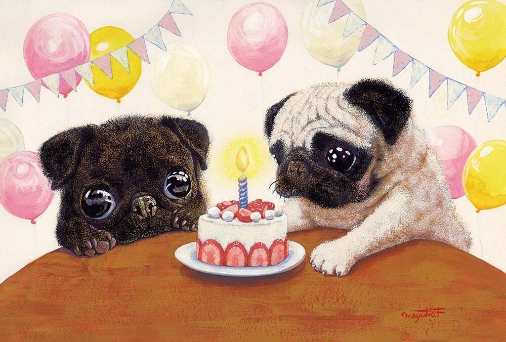 夏の個展に向けて】パグちゃんの来年のカレンダーのイラストを制作中