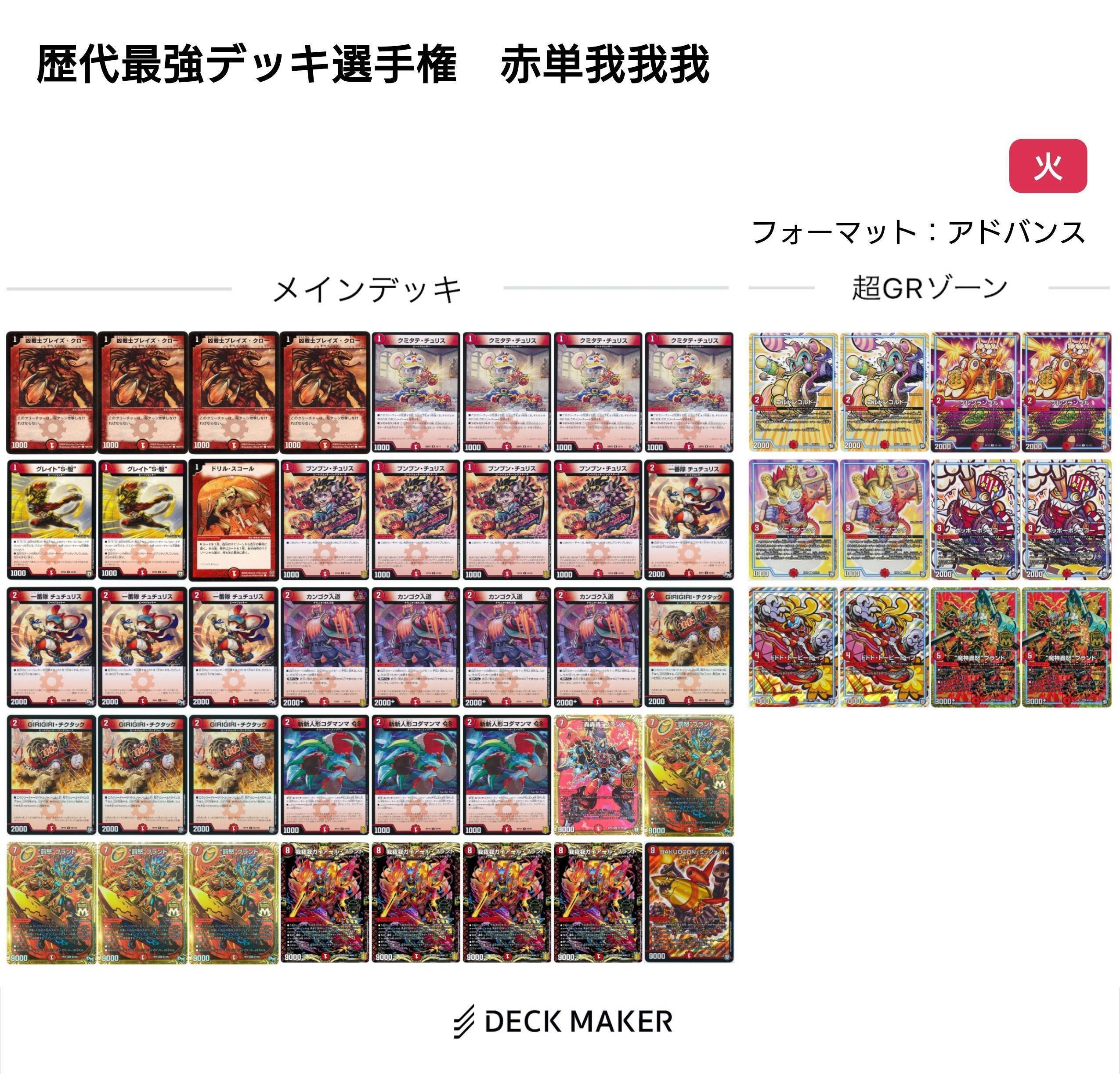 赤単我我我 デッキ デュエルマスターズ 赤単我我我 デッキレシピ詳細
