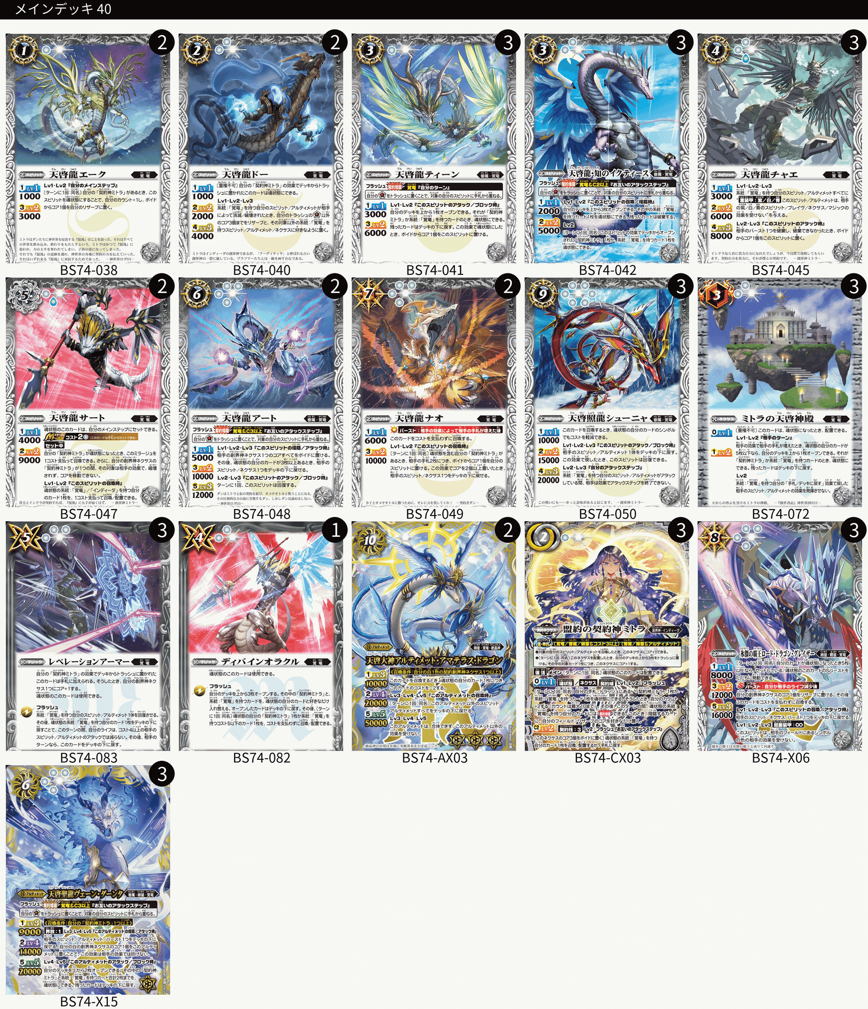 バトルスピリッツ BS74 盟約の契約神ミトラ 覚竜 デッキ パーツ バトル