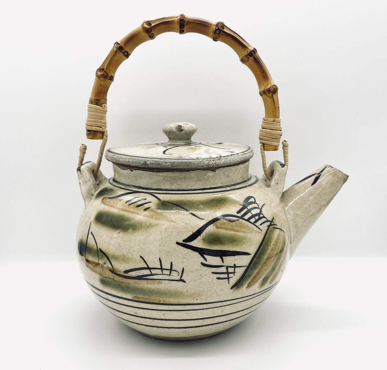 益子焼 皆川マス 絵付 山水図30.8cm 大皿 益子民藝 浜田庄司 柳宗悦