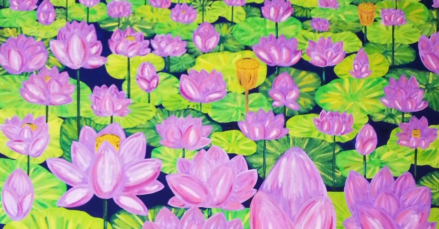 ハッピーひまわり畑と富士山 額付き F3号キャンバス 画家 小楠アキコ