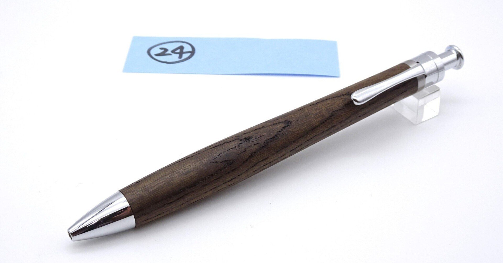 栴檀 縮杢 ハンドメイド 木軸ボールペン G2 天然木 シルバー 栴檀 縮杢