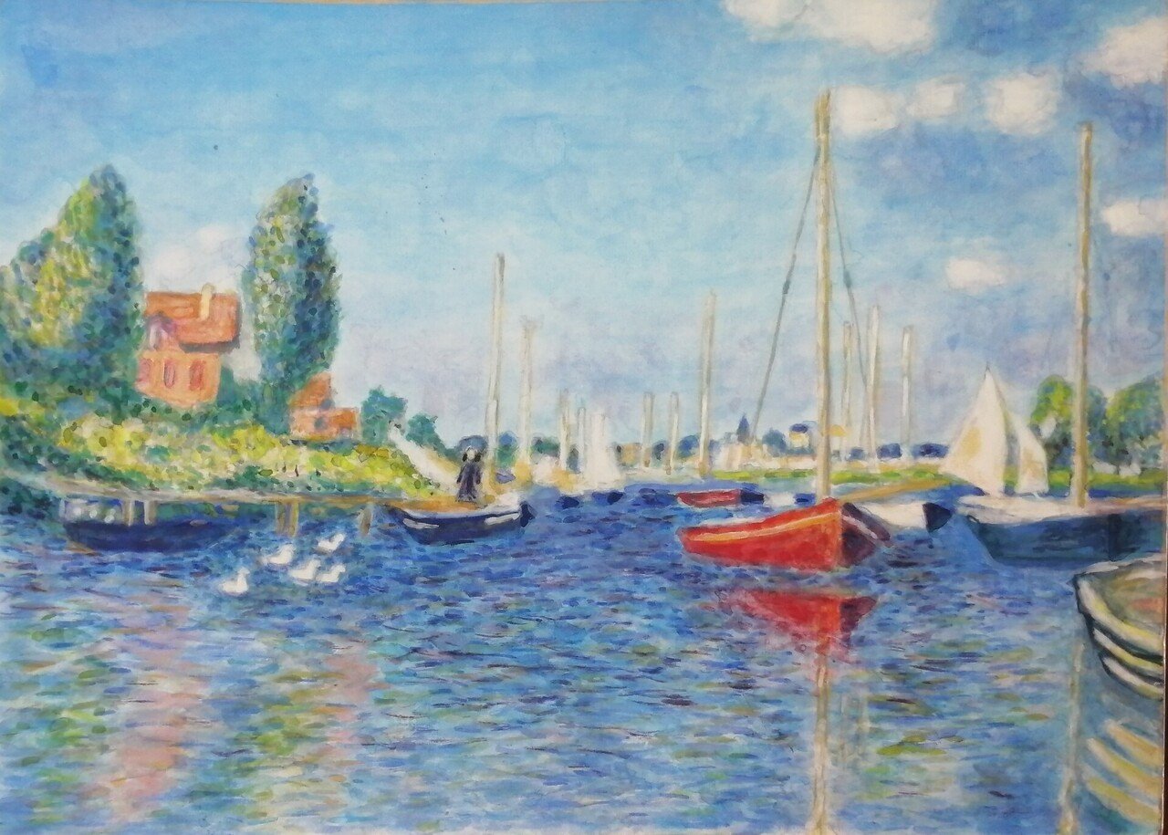 モネ湖畔ヨット模写