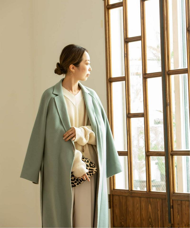 NOBLE 定価7万円 配色Iラインロングチェスターコート NOBLE(ノーブル