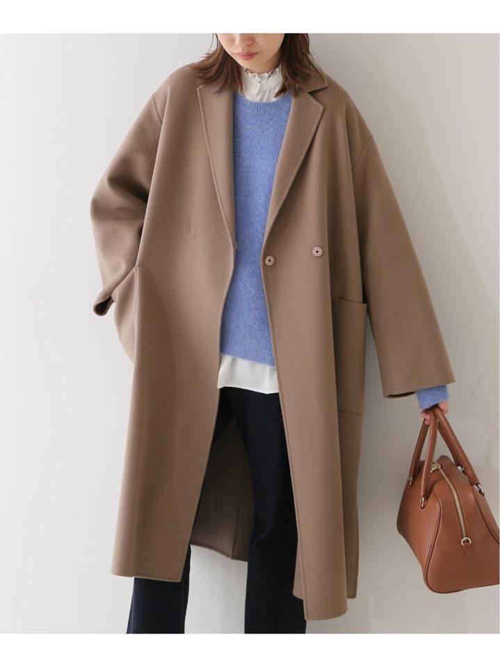 スローブイエナ　HAMILTONダブルフェイスウールチェスターコート　ネイビー SLOBE IENA ハミルトン ダブルフェイス チェスターコート ネイビー