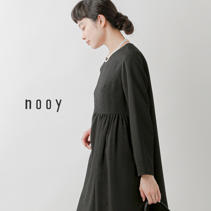 nooy ヌーイ ブークレ ジャガード ブラック ベル ワンピース fop01-fn