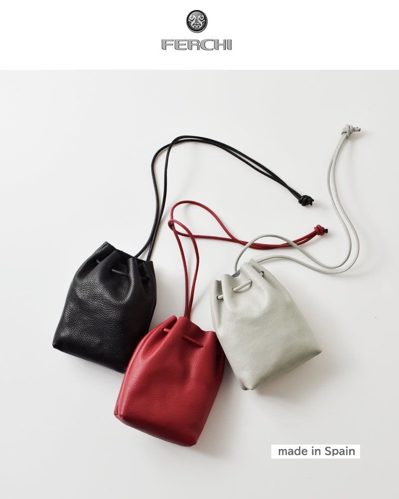 40%OFF】FERCHI フェルチ ドラーロレザー 巾着 ショルダー バッグ