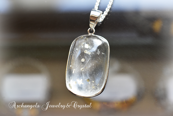 パイライトインクォーツ ペンダントトップ 素材天然石水晶 穴あり