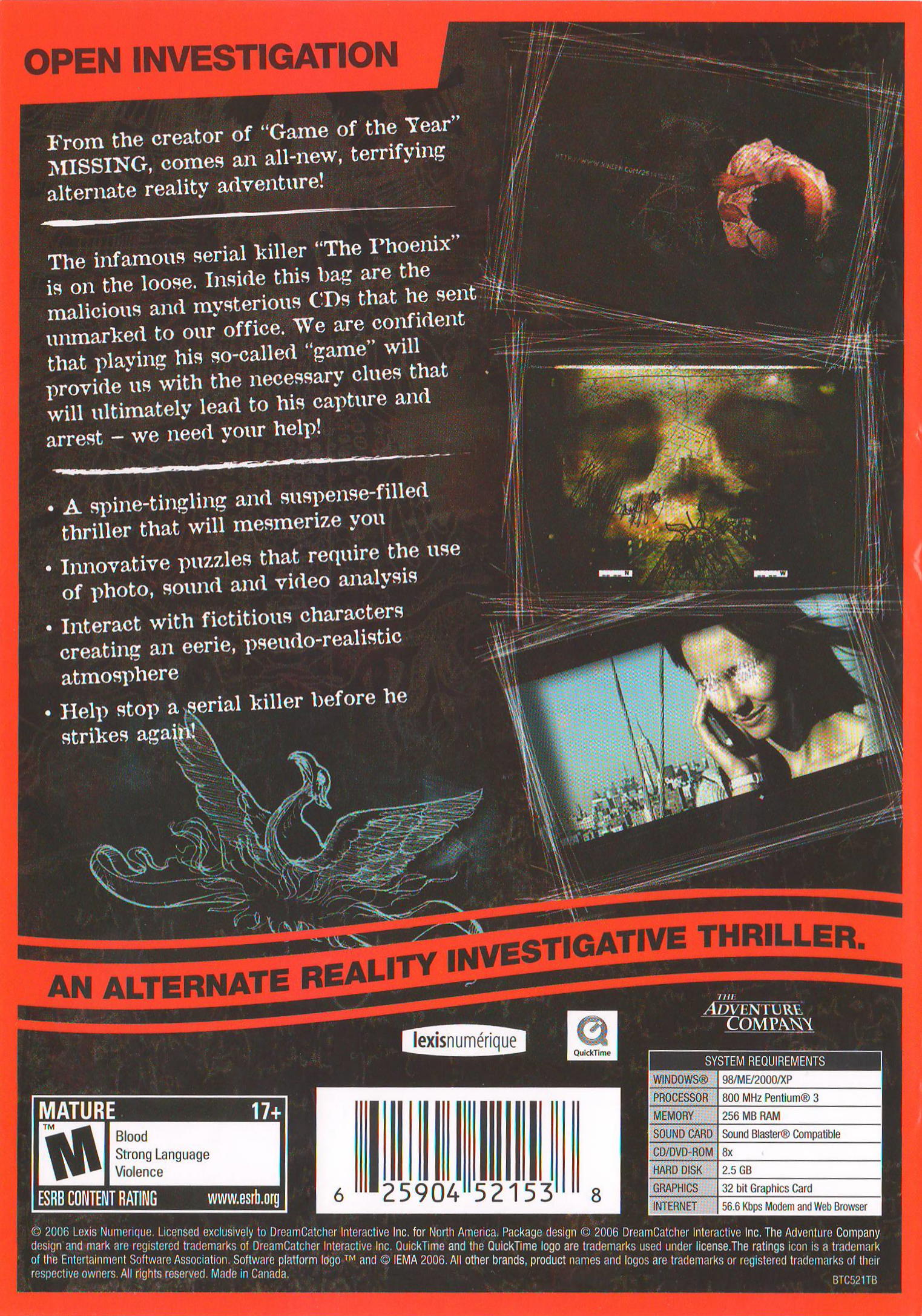 Evidence - The Last Ritual (USA, Canada) : The Adventure Company