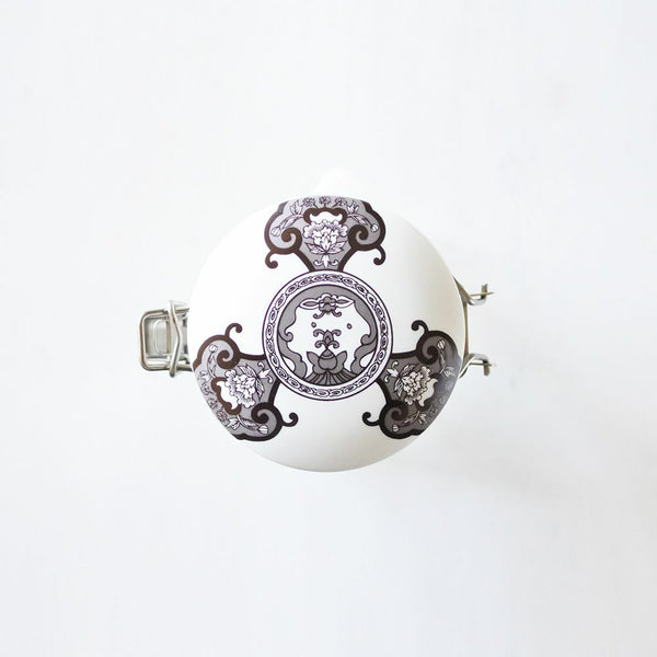 JAPAN SNOW 密閉保存瓶 キャニスター ブラック 古伊万里草花紋 化粧箱