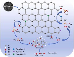 Synergistic catalysis of graphitic N and carbonyl groups in N