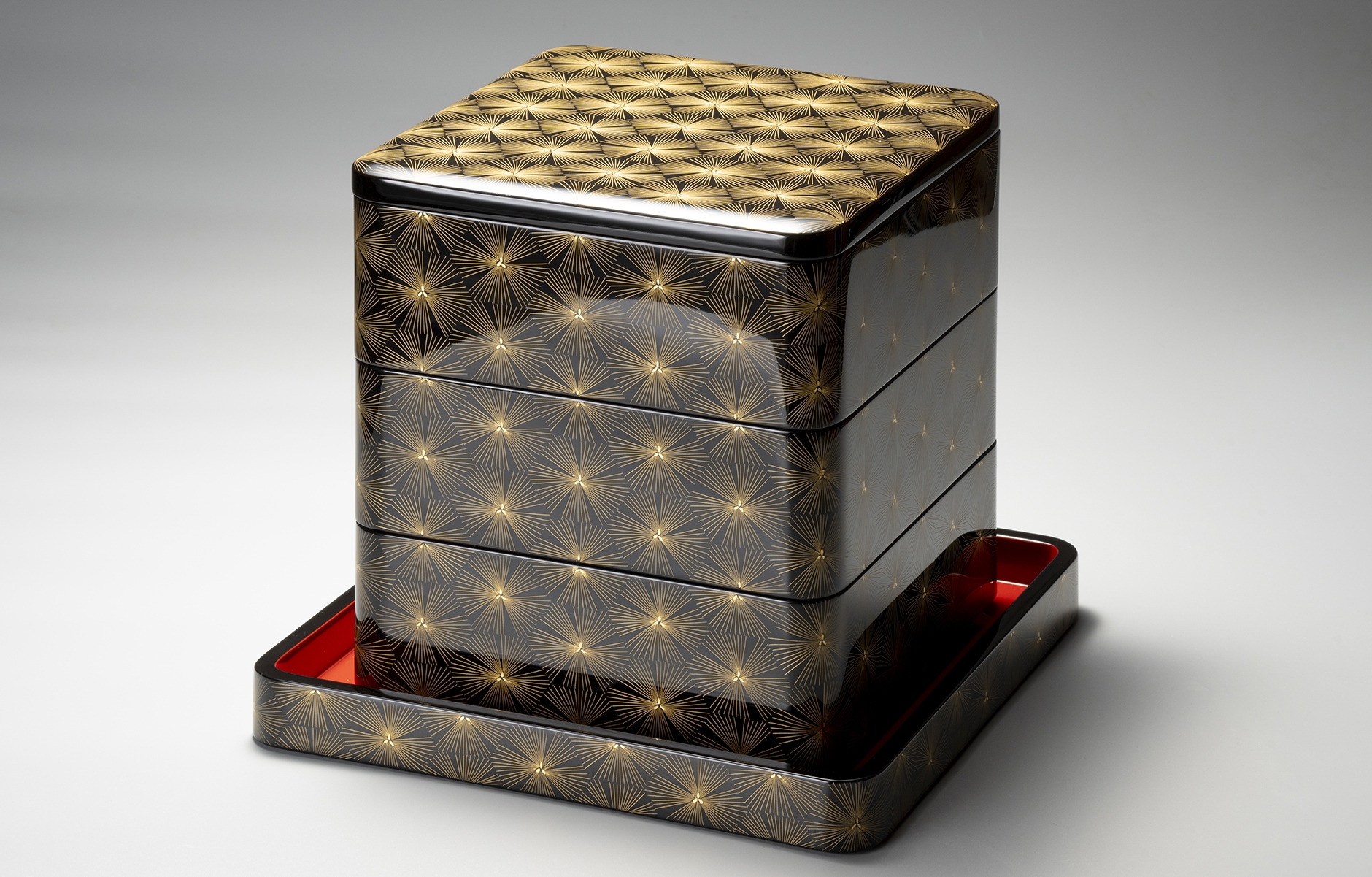 津軽塗 七々子塗 三段重 重箱 未使用 津軽塗 七々子塗 三段