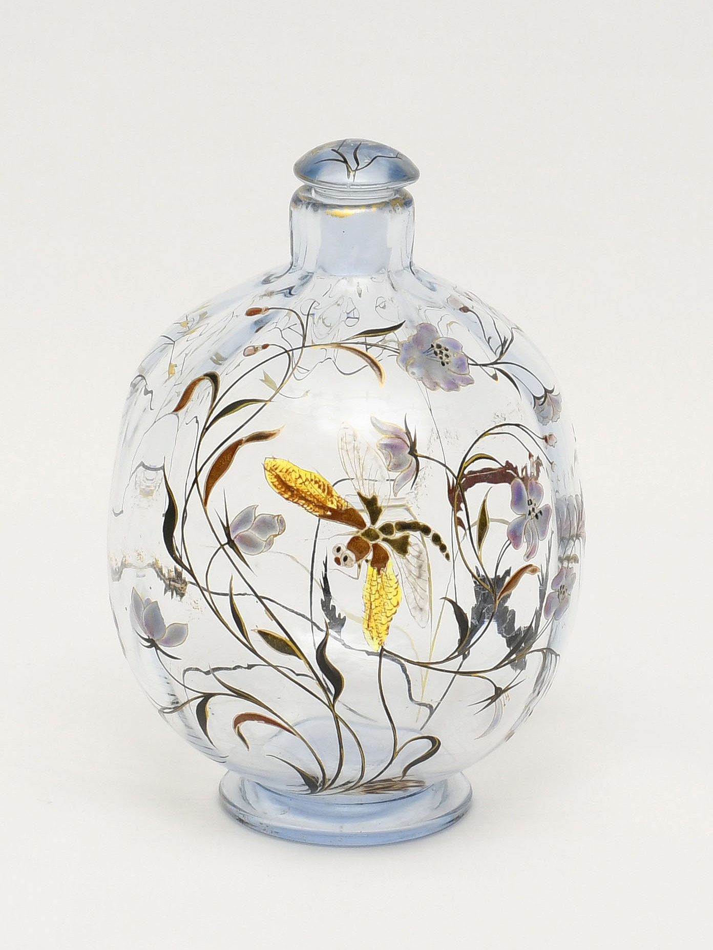 エミール ガレ 特大 群像紋 花器 花瓶 技法スフレ 被せガラス 高さ20