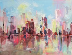 抽象画 自然風景 2点セット