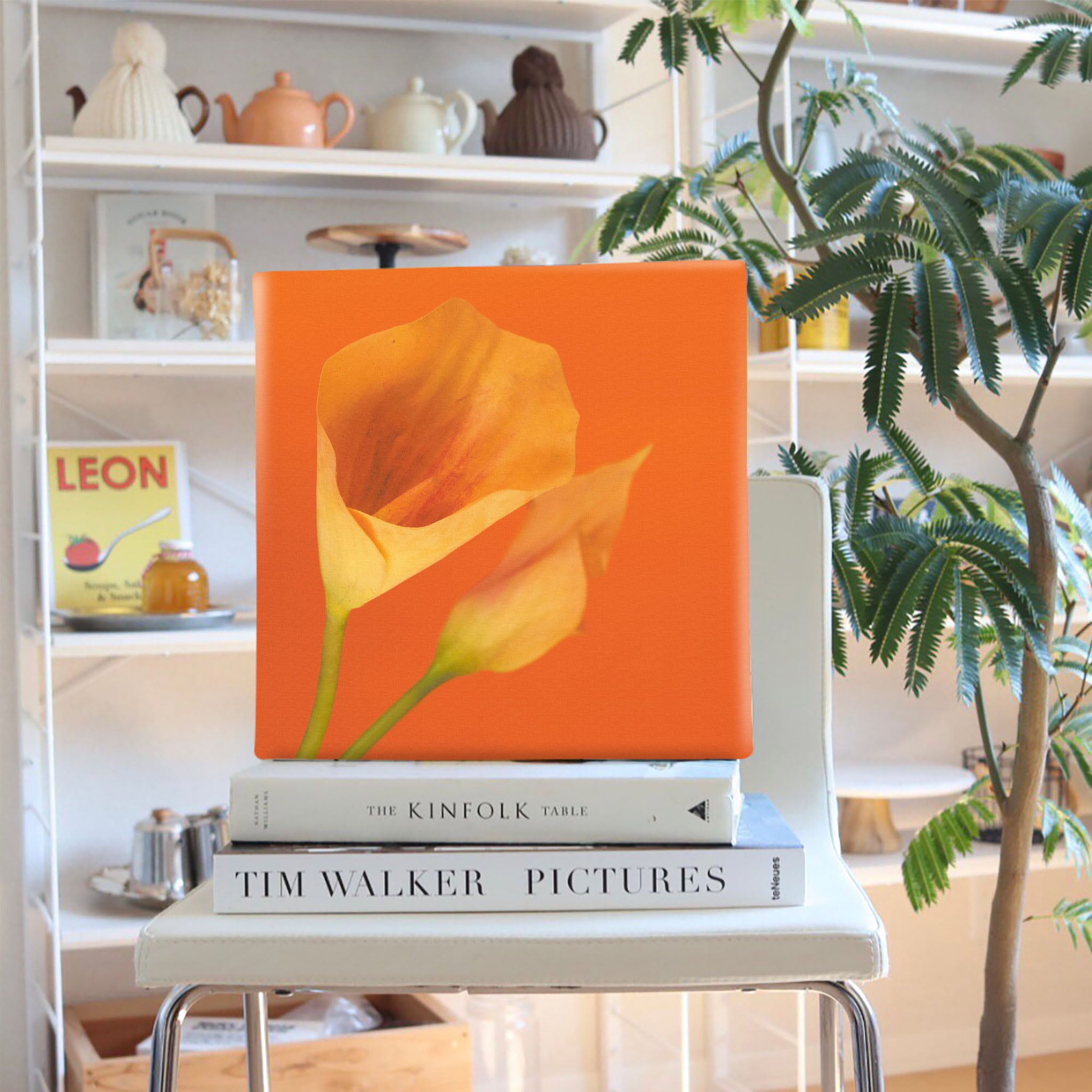 花のアートパネル インテリア雑貨 アートパネル キャンバス オレンジ