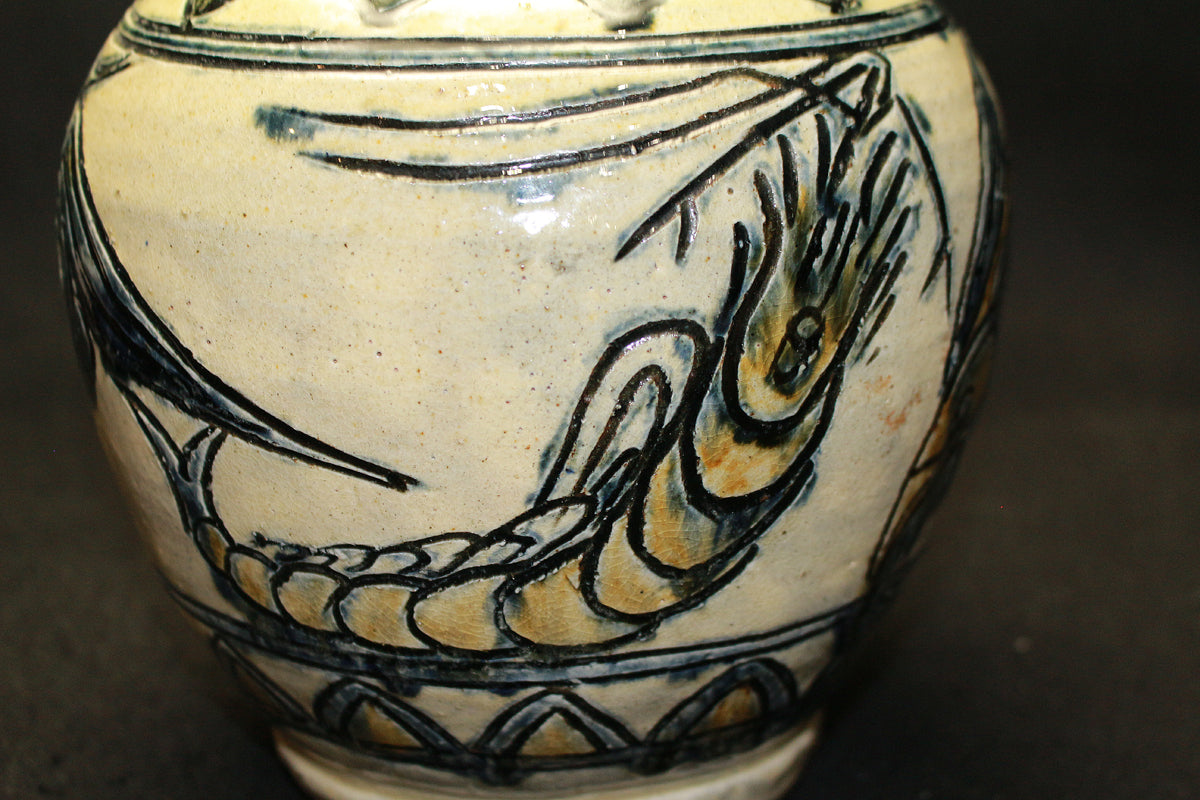 金城次郎 壺屋焼 海老魚文徳利 酒器 沖縄 人間国宝 壺屋焼 人間