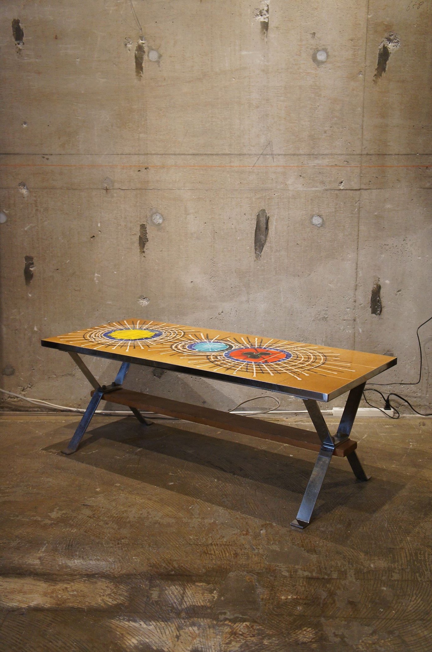 1960年代 ベルギー コーヒーテーブル 北欧モダン タイルトップ