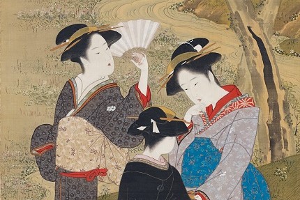 古画、さまざまな舟の生活 肉筆水彩画です。日本にはない表現が随所に