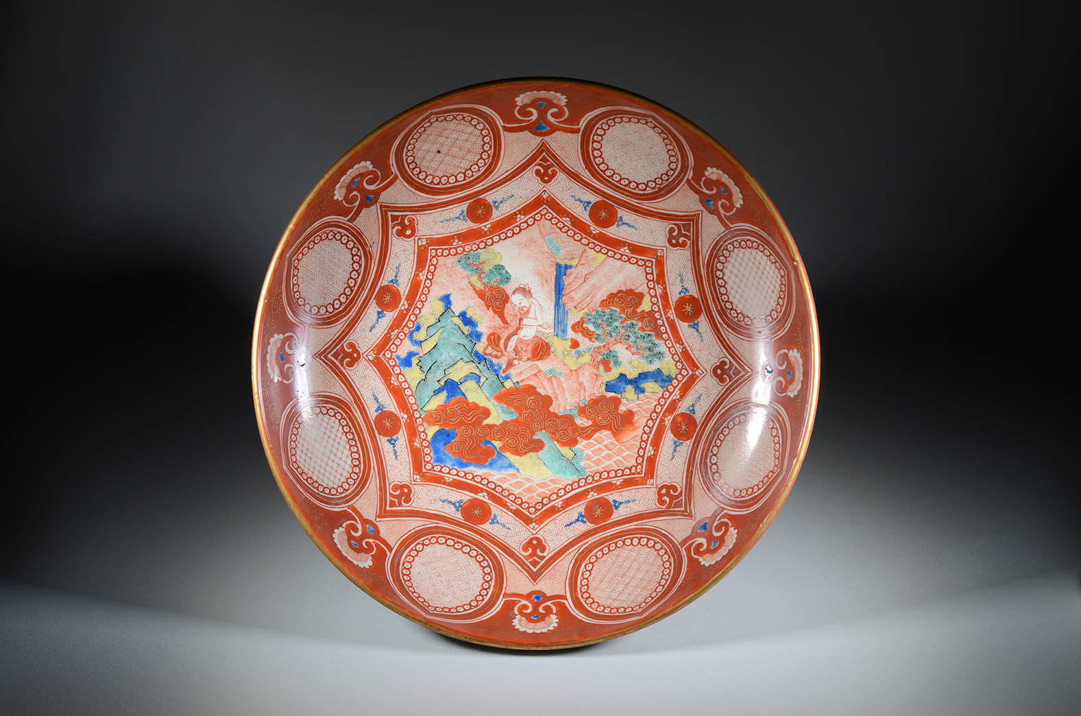 古九谷 九谷焼 庄三 九谷庄三 アンティーク九谷焼 大皿 蔵出し 1客