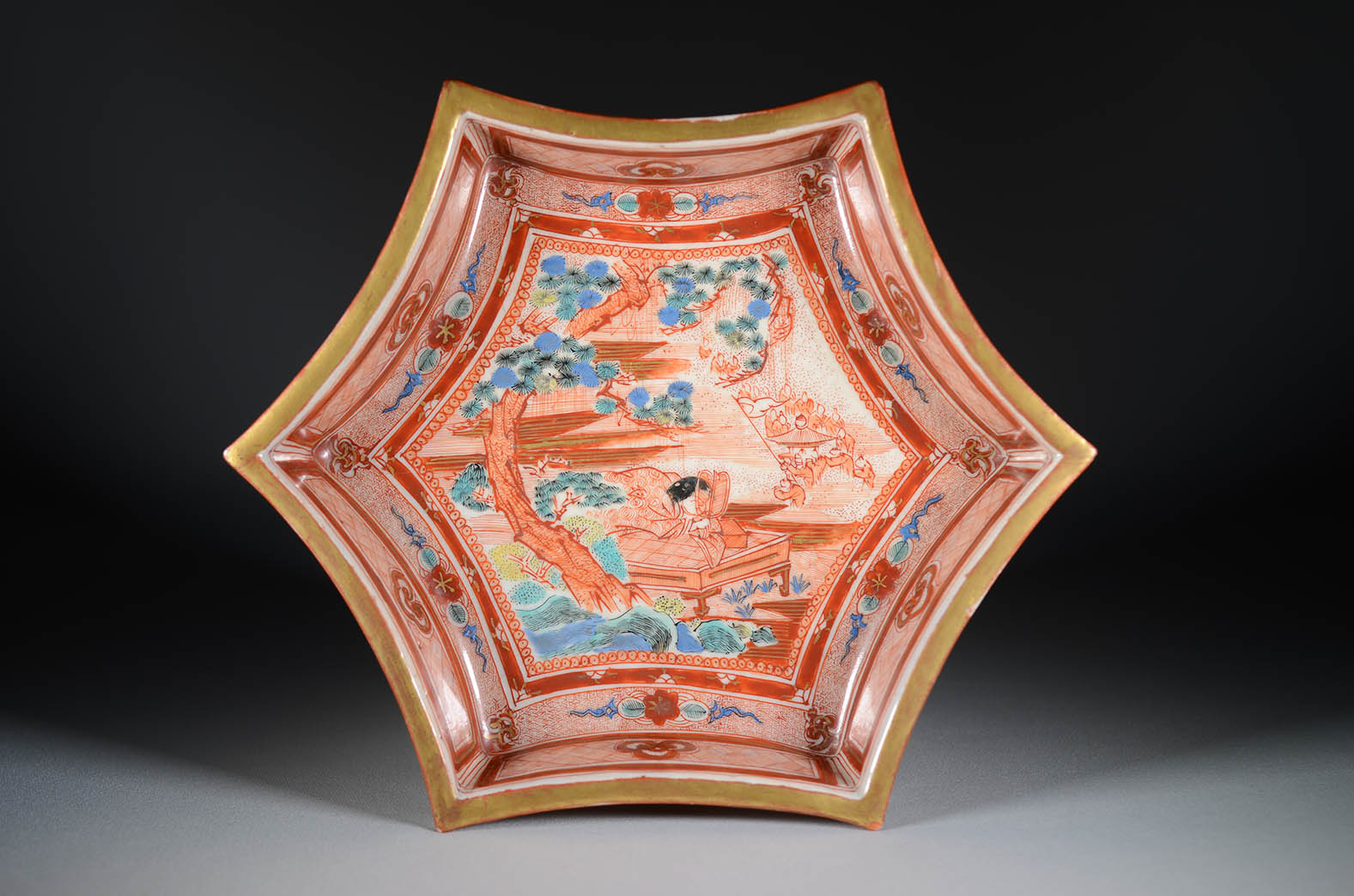 九谷焼 九谷 古九谷 飯田屋 宮本屋窯 赤絵 華草の図 江戸期 2客 九谷焼