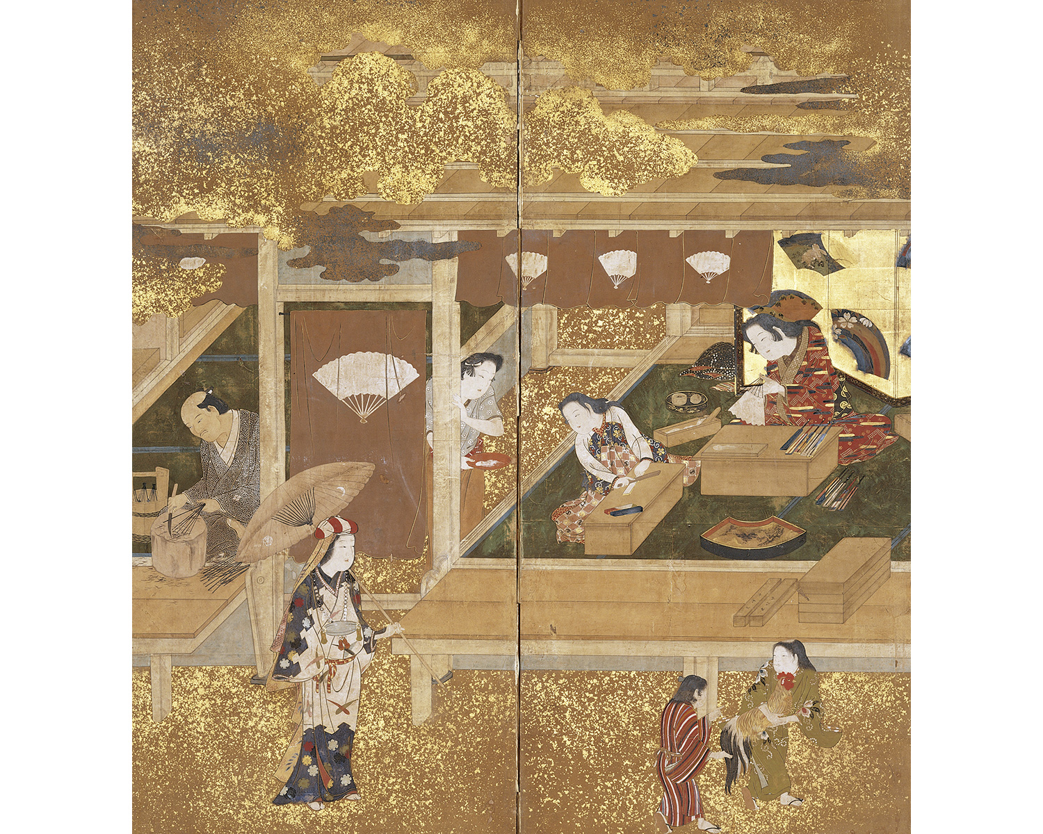 旧家蔵出 扇子 清国 名家 豫生 「清風朝月」 扇面絵 古美術 水墨画