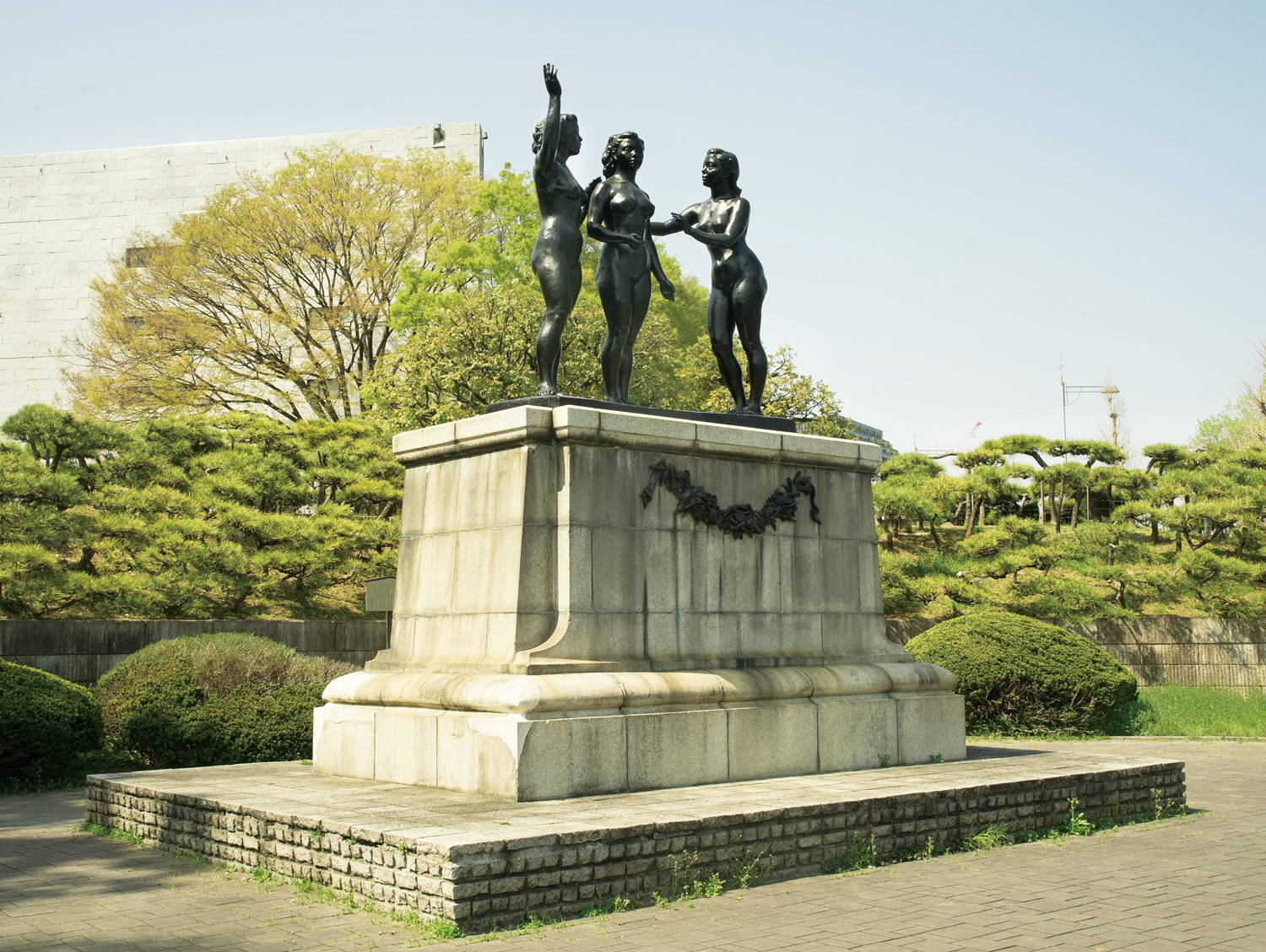 米治一作◇少女ブロンズ彫刻裸婦像【王冠】高41.5 /高岡銅器☆/鋳鉄