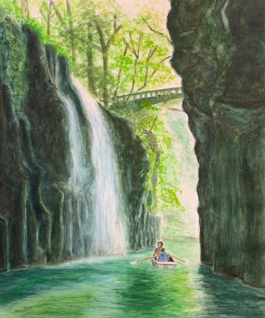 水彩画『高千穂峡』 - 絵画教室 アートスクール セント・ギャラリー
