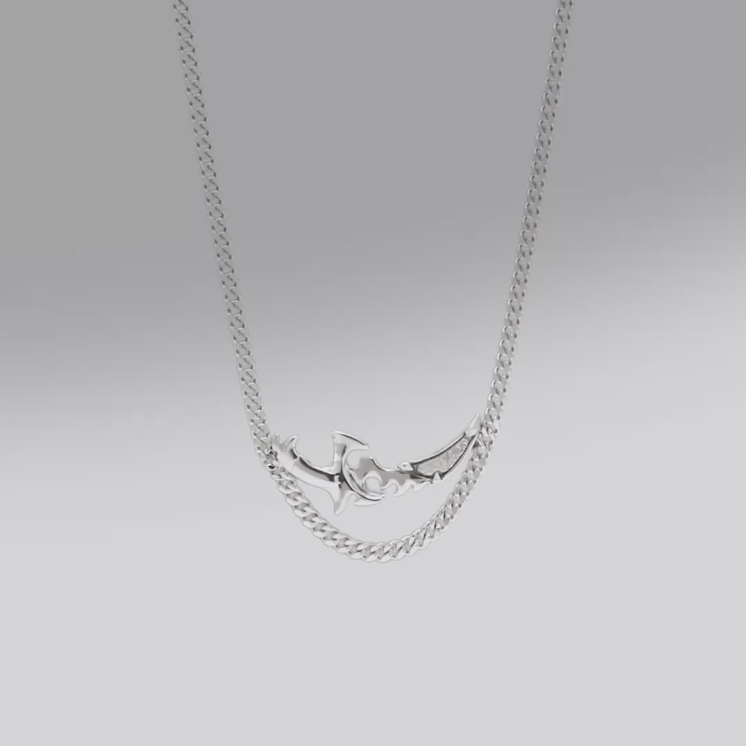 AWNL メンズ ムオニオナルスタ隕石 剣形シルバーチェーン ネックレス