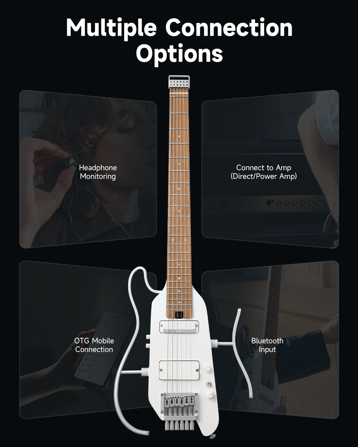 HUSH X PRO Silent Headless Electric Guitar with Amp Mode– Donner