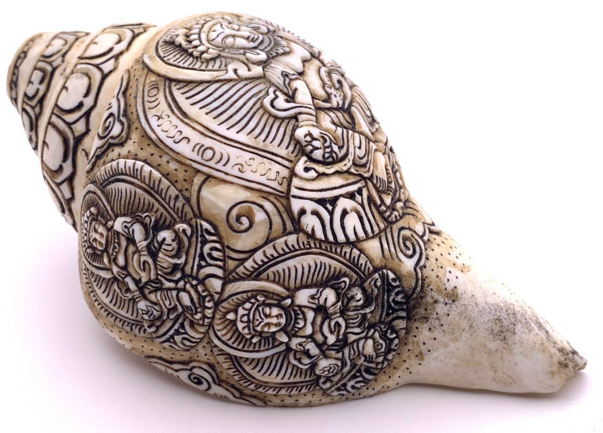 ◇チベット密教法具 法螺貝（シャンカ）ジャンバラ(宝蔵神)