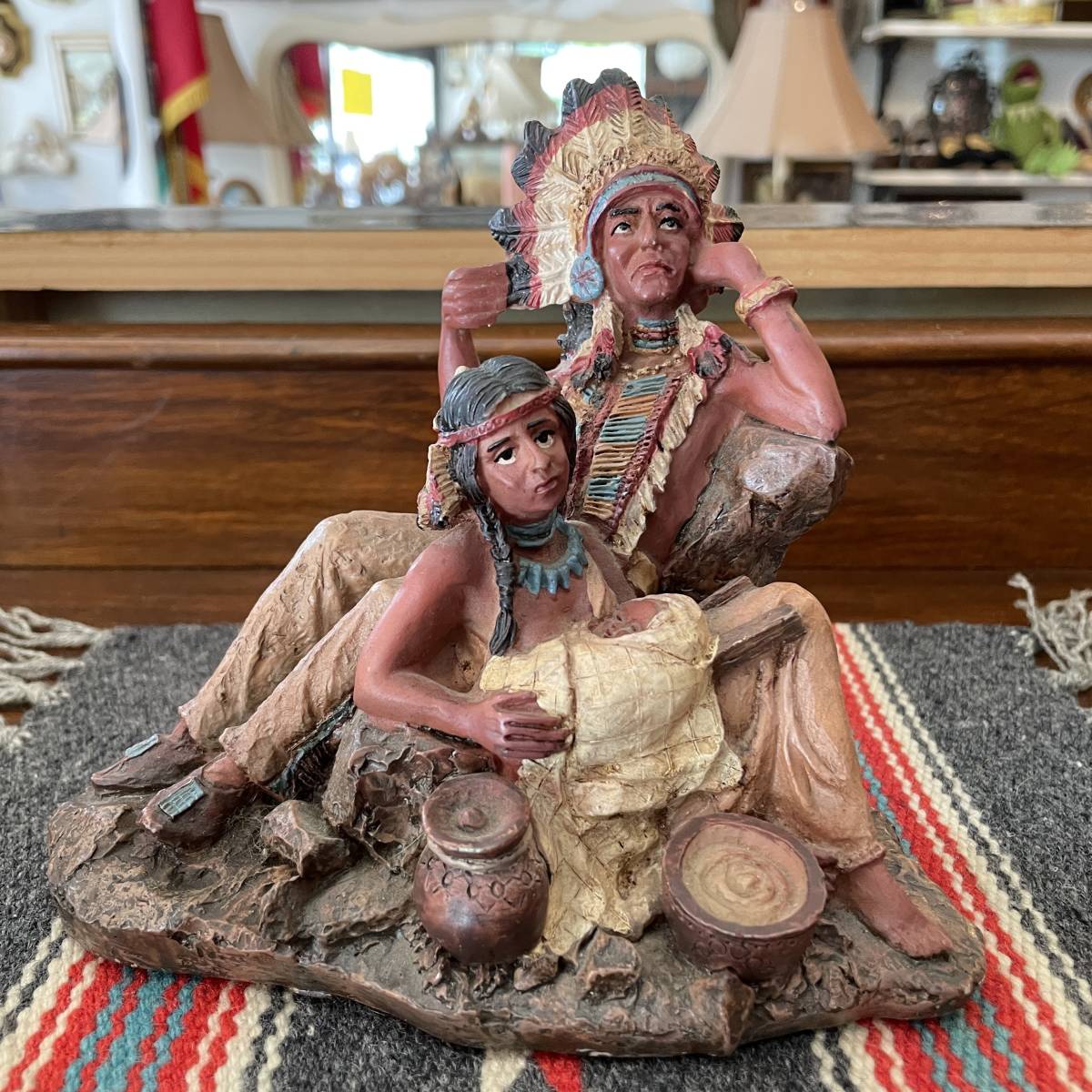 60's〜70's BIG ネイティブアメリカン インディアン親子の置物アリゾナ