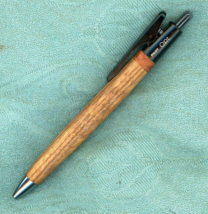 パイロットボールペン，ノック式花梨瘤軸、カスタム、ウッドグリップ