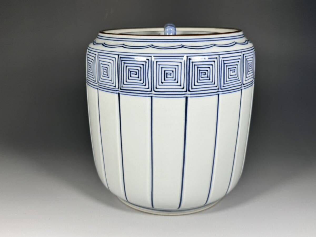 N634 水指 『京焼』『平安 手塚祥堂造』『染付山水文』 共箱