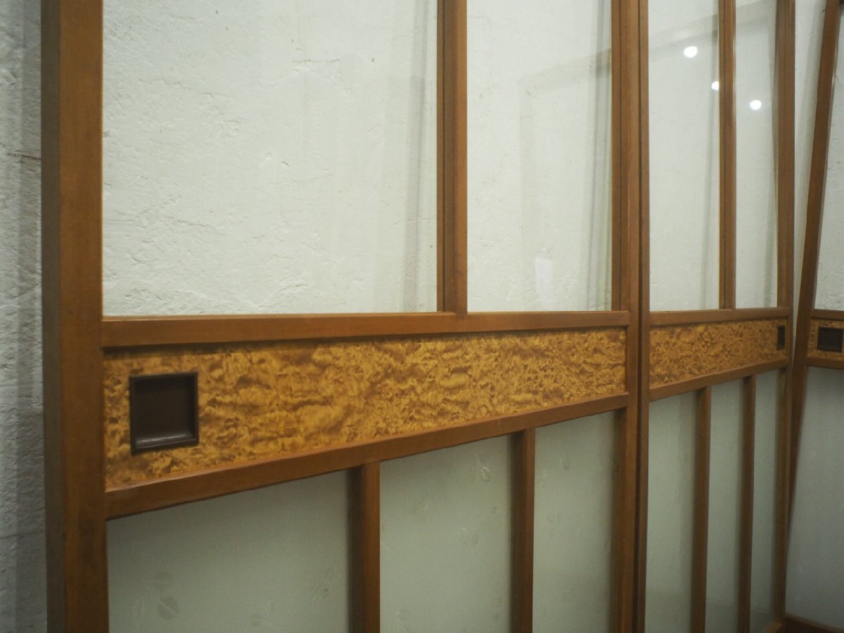 タR0429◇×3枚◇ゆらゆらガラス入りの古い木枠引き戸◇