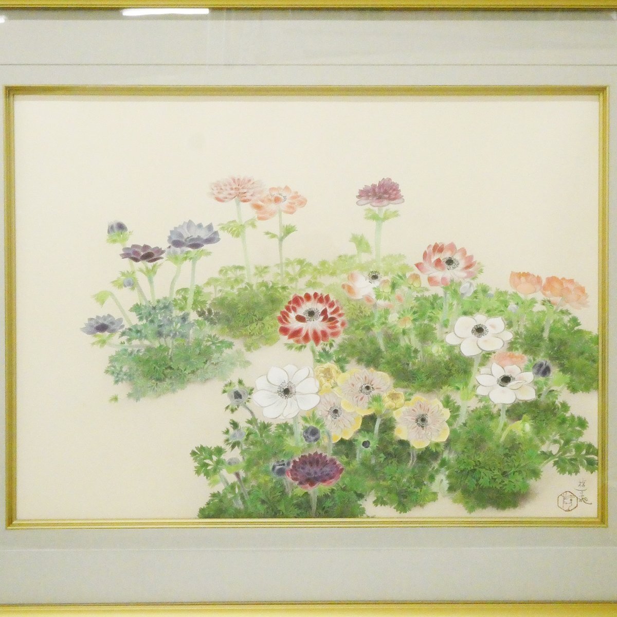 小倉遊亀 版画 花と皿 リトグラフ 東京企画 純金箔 エディションあり