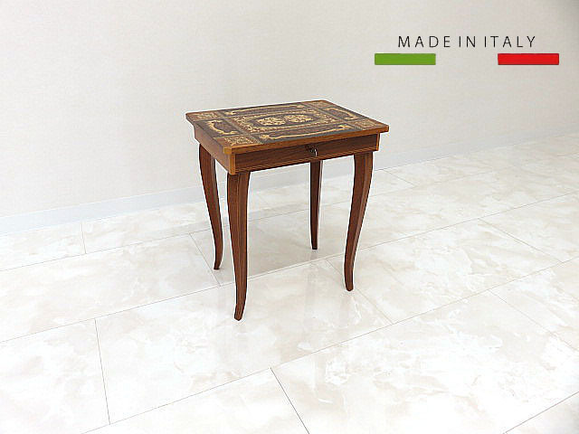 イタリア製 オルゴール付き 象嵌細工 サイドテーブル 帰れソレントへ