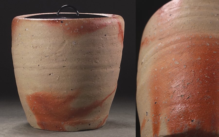 S422水指『備前緋襷水指』『陶秀窯山本出作』共箱茶道具